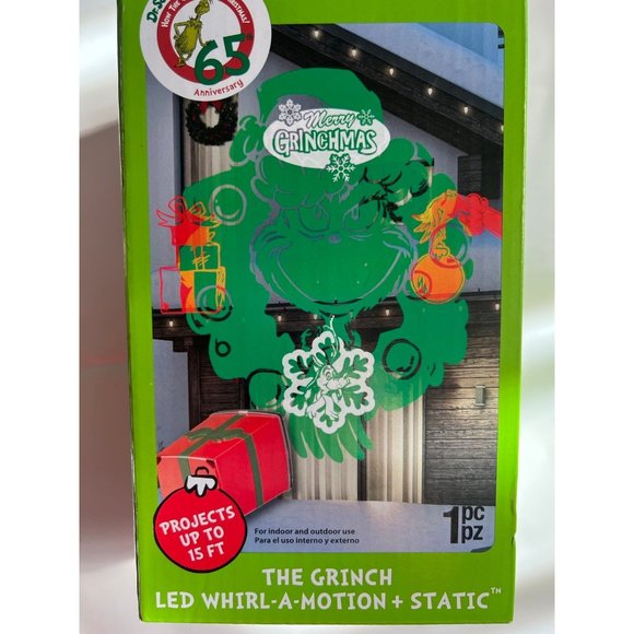 The Grinch LED Whirl A Motion + Static Projection Light Christmas Dr. Seuss New - Picture 2 of 4
